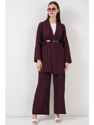 Bigdart Kadın Kimono Pantolon Ikili Takım 30078 - Bordo