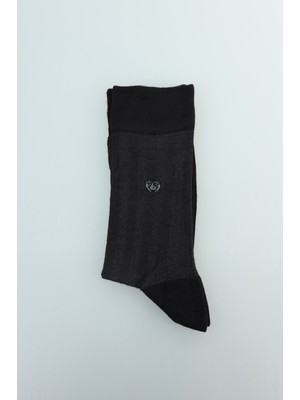 Bisse Erkek Bambu Antrasit Desenli Siyah Uzun Çorap CRBMB23Y105_99-4