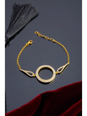 Innuendo Jewelry 925 Ayar Gümüş Taşlı Halka Yarım Altın Çeyrek Altın  Bileklik
