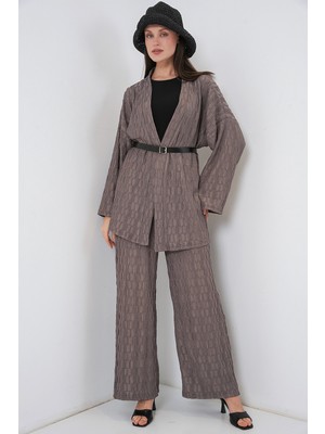 Bigdart Kadın Kimono Pantolon Ikili Takım 30078 - Füme