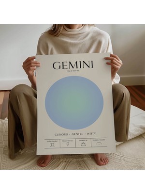 Pegziz Ikizler Burcu Astroloji Poster Modern Minimal Duvar Dekoru