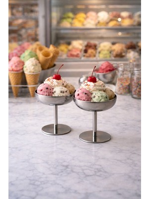 Ogeda Home 2'li Ayaklı Paslanmaz Çelik Dordurma Sunum Kasesi - Paslanmaz Çelik Ayaklı Kahve Yanı Sunumluk