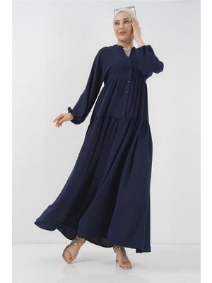 Bigdart 2527 Kadın Uzun Tesettür Elbise - Lacivert