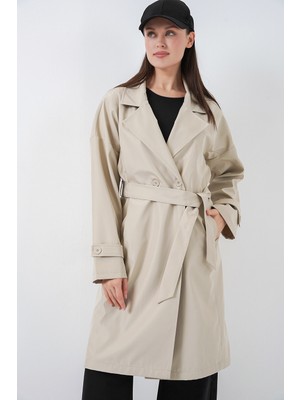 Bigdart Kadın Kruvaze Yaka Trençkot 5987 - Bej