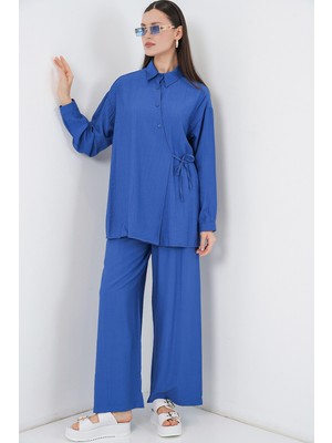 Bigdart Kadın Bağcıklı Tunik Pantolon Ikili Takım 6752 - Indigo