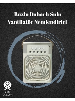 Ucuz Tekno USB Bağlantılı 3'ü 1 Arada Nemlendirici Mini Klima Fan | 7 Renk Işıklı