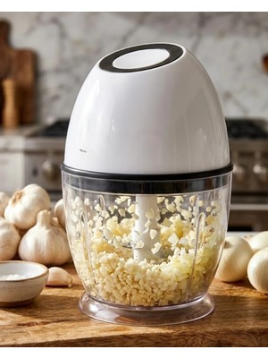 Ucuz Tekno Kablosuz Mini Doğrayıcı 450 ml Şarjlı Sebze Doğrayıcı Paslanmaz Çelik Bıçaklı