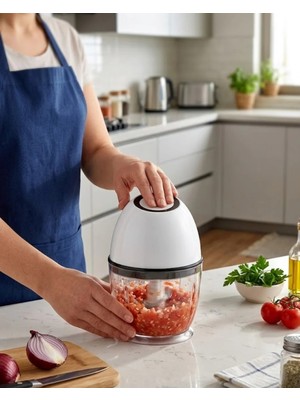 Ucuz Tekno Şarjlı Mutfak Doğrayıcı 450 ml Sebze ve Sarımsak Doğrayıcı