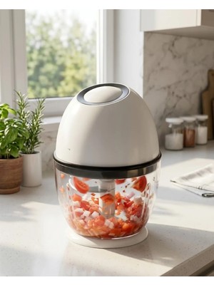 Ucuz Tekno Şarjlı Mini Doğrayıcı 450 ml Kablosuz Sebze Doğrayıcı