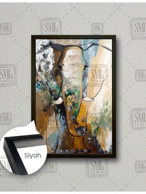 SML Tablo Yağlı Boya Efektli Fil Modern Dekoratif Abstract Dikey Çerçeveli Kanvas Tablo