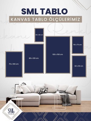 SML Tablo Kahverengi Beyaz Kedi Dijital Art Hayvan Dekor Dikey Çerçeveli Kanvas Tablo