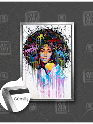 SML Tablo Afrikalı Kadın African Girl Etnik Art Dream Love Dikey Çerçeveli Kanvas Tablo