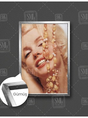 SML Tablo Marilyn Monroe Takı Kadın Dikey Çerçeveli Kanvas Tablo