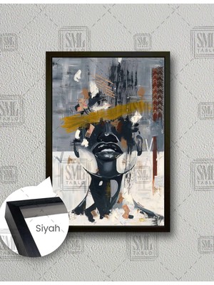 SML Tablo Gözü Boyalı Kadın Art Sokak Sanatı Woman Dikey Çerçeveli Kanvas Tablo