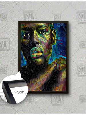 SML Tablo Eli Omzunda Afrikalı Insan Art  African Dikey Çerçeveli Kanvas Tablo