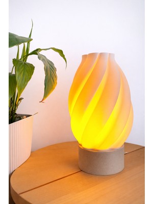 Wooden Touch Flamea Dekoratif Masa Lambası Meşe Taban