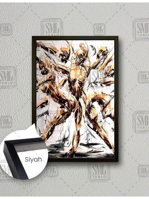 SML Tablo Dans Eden Nü Kadın Soyut Sanat Abstract Dekor Dikey Çerçeveli Kanvas Tablo