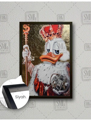 SML Tablo Gözlüklü Kral Varyemez Amca Dolar Para Ördek Art Dikey Çerçeveli Kanvas Tablo