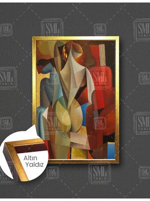 SML Tablo Kübizim Soyut Nü Kadın Dekor Dikey Çerçeveli Kanvas Tablo