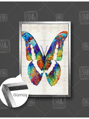 SML Tablo Renkli Kelebek Modern Soyut Art Dekorasyon Dikey Çerçeveli Kanvas Tablo