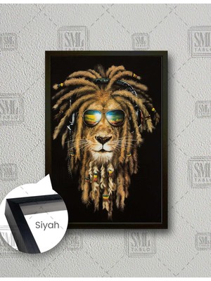 SML Tablo Gözlüklü Yeleleri Örgülü Tarz Aslan Bob Marley Müzik Dekor Dikey Çerçeveli Kanvas Tablo