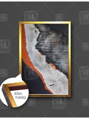 SML Tablo Siyah Gri Mermer Modern Dekoratif Dikey Çerçeveli Kanvas Tablo