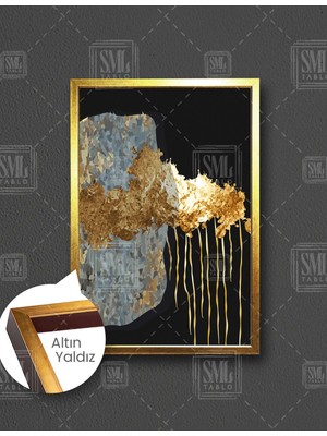 SML Tablo Dekor Altın Dekoratif Gri Modern Sanat Soyut Dikey Çerçeveli Kanvas Tablo