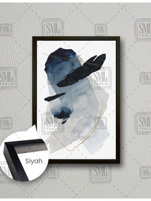 SML Tablo Mavi Beyaz Gri Abstract Geometrik Dokusal Şekiller Modern Lüks Dikey Çerçeveli Kanvas Tablo