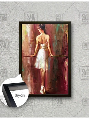 SML Tablo Sırtı Dönük Balerin Kadın Woman Art Sanat Dekorasyon Dikey Çerçeveli Kanvas Tablo
