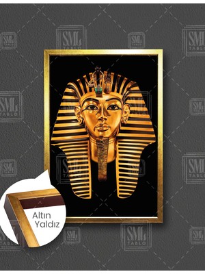 SML Tablo Mısır Kralı Tutankhamun Mumya Dikey Çerçeveli Kanvas Tablo