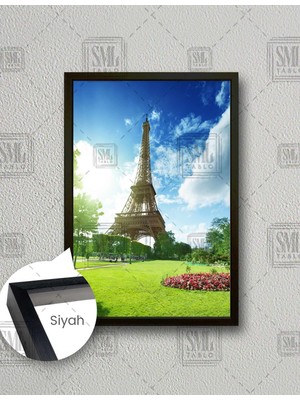 SML Tablo Paris Eyfel Kulesi Dekoratif Şehir City Park Dikey Çerçeveli Kanvas Tablo