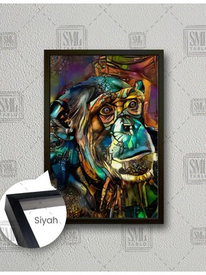 SML Tablo Renkli Maymun Art Dekor Hayvan Dikey Çerçeveli Kanvas Tablo