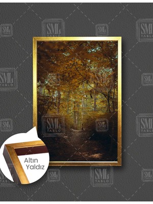 SML Tablo Doğa Orman Manzara Ağaç Dikey Çerçeveli Kanvas Tablo