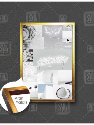 SML Tablo Heaven Tatil Melek Neon Art Hindistan Cevizi Ananas Dekoratifd Dikey Çerçeveli Kanvas Tablo