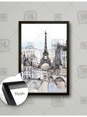 SML Tablo Soyut Paris Fransa Manzarası Art Şehir Dekor Dikey Çerçeveli Kanvas Tablo