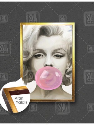 SML Tablo Marilyn Monroe Sakız Şişirmiş Balon Art Dikey Çerçeveli Kanvas Tablo