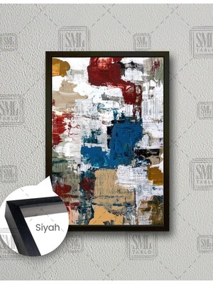 SML Tablo Yağlı Boya Görünümlü Soyut Modern Abstract Renkli Dekor Dikey Çerçeveli Kanvas Tablo