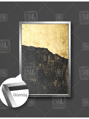 SML Tablo Altın Siyah Dekor Luxury Lüxs Modern Dikey Çerçeveli Kanvas Tablo