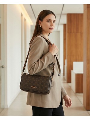 Vakko Örgü Saplı Kahverengi Çanta,boy 15 Cm,genişlik 26 Cm,a+A+A+Plus Ürün