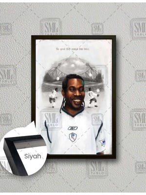 SML Tablo Jay Jay Okocha Futbol Spor Art Dikey Çerçeveli Kanvas Tablo