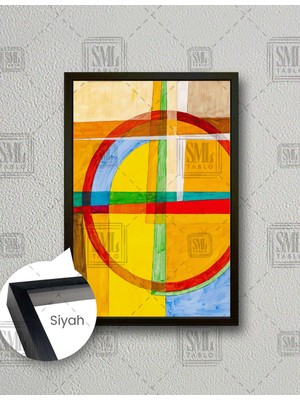 SML Tablo Içi Çe Geçmiş Geometrik Şekiller Çember Daire Kare Dokusal Sanat Dikey Çerçeveli Kanvas Tablo