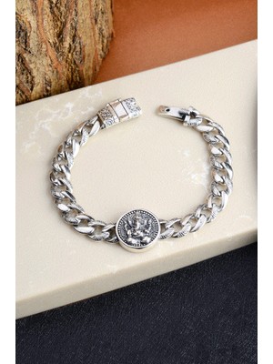 Innuendo Jewelry 925 Ayar Gümüş Ganesha Motifli Erkek Zincir Bileklik