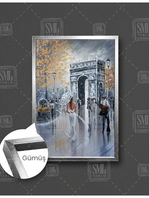 SML Tablo Dantel Şemsiyeli Gelinlikli Kadın Romantik Sokak Müzik Şehir Dekoratif Dikey Çerçeveli Kanvas Tablo