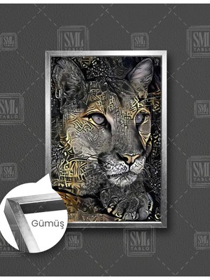 SML Tablo Vahşi Puma Modern Sanat Dekoratif Hayvan Art Dikey Çerçeveli Kanvas Tablo