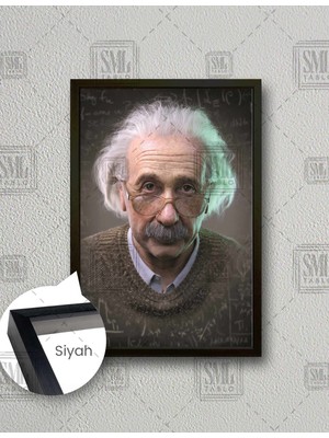 SML Tablo Albert Einstein Bilim Dahi Dekor Dikey Çerçeveli Kanvas Tablo