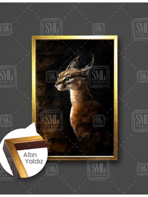 SML Tablo Vaşak Hayvan Asalet Doğa Dikey Çerçeveli Kanvas Tablo