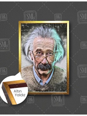 SML Tablo Albert Einstein Bilim Dahi Fizik Dikey Çerçeveli Kanvas Tablo