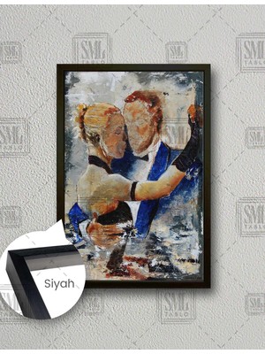 SML Tablo Dans Eden Gözü Kapalı Çift Aşk Love Duvar Sokak Sanatı Dekor Dikey Çerçeveli Kanvas Tablo