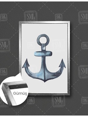 SML Tablo Gemi Çapası Çizgi Film Karakteri Çocuk Odası Dekor Dikey Çerçeveli Kanvas Tablo