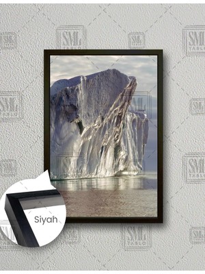 SML Tablo Buz Dağı Okyanus Manzara Dikey Çerçeveli Kanvas Tablo